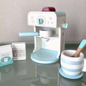 Unisex Wood Wooden Espresso Machine Coffee Barista Playset Pretend Role Play New